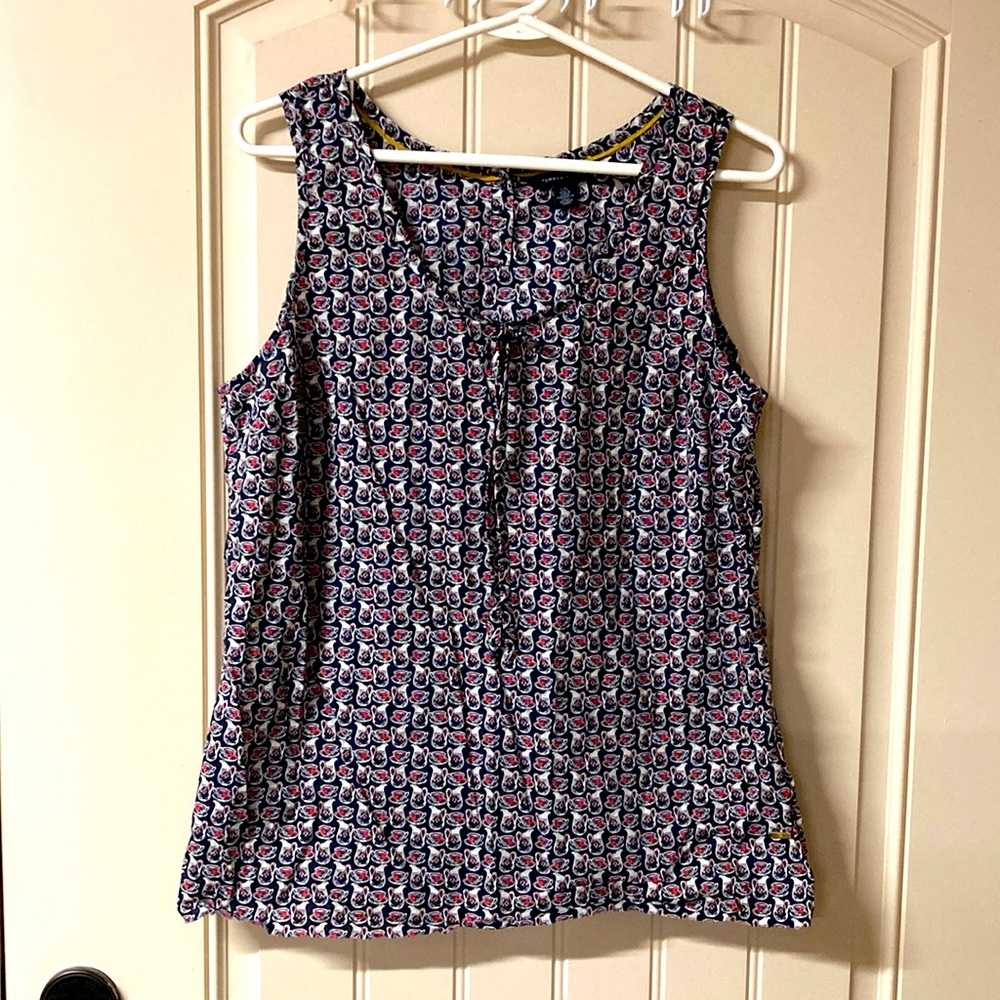 TOMMY HILFIGER  Women’s Size L Blouse Top Sleeveless Flowy Back Button Closure